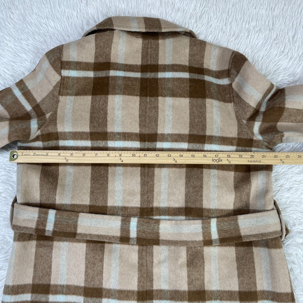 NWT Banana Republic Jacket Womens S Khaki Plaid Double Face Long Tie Waist Coat - Picture 10 of 13